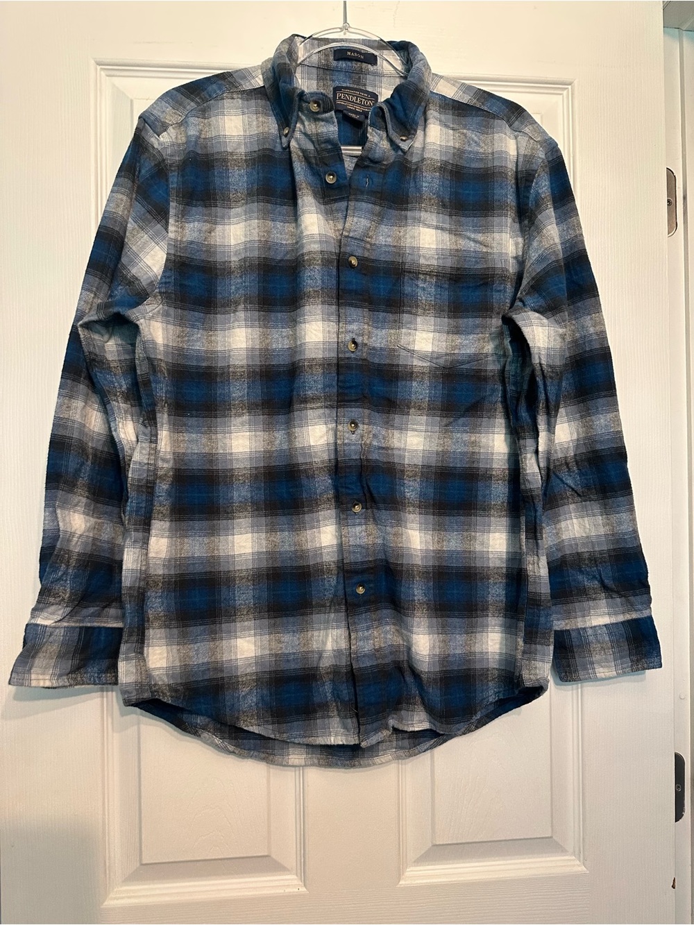 Pendleton Blue, White and Gray Plaid Button-Down Shirt
